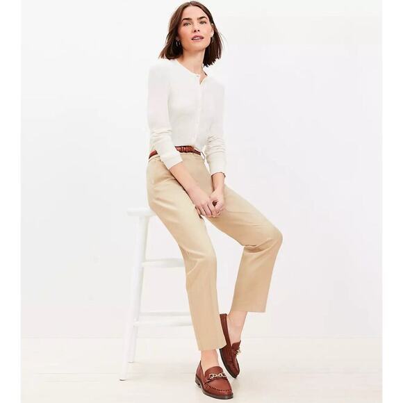 Ann Taylor Loft Riviera Slim Beige Pants Size 2 Double weave Best Seller - Picture 1 of 5